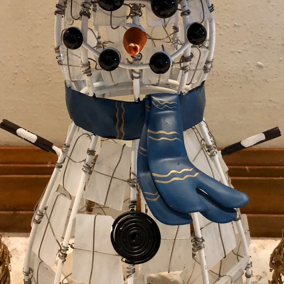 Holiday Decor Bundle Snowman Wire Tiled Gold Metallic Metal Trees Candle Holder - Picture 4 of 13